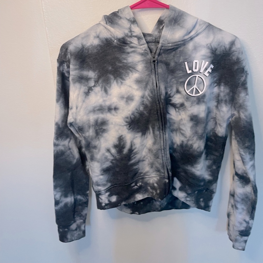 Justice full zip girl’s tie dye hoodie.